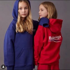 NWT Authentic BALENCIAGA Red Campaign Logo Hoodie Size 6 $350